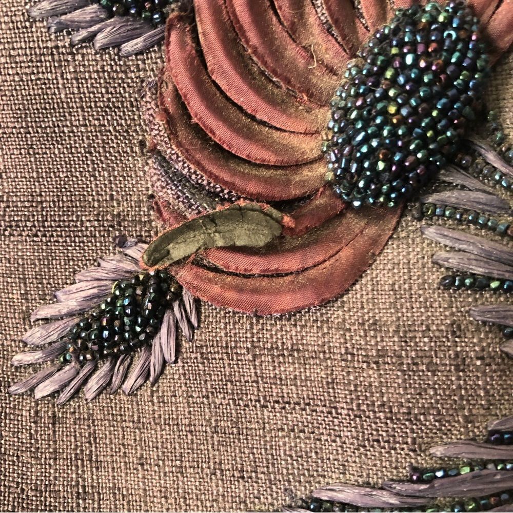 Vintage beaded purple floral feather design vintage handbag - Picture 4 of 11